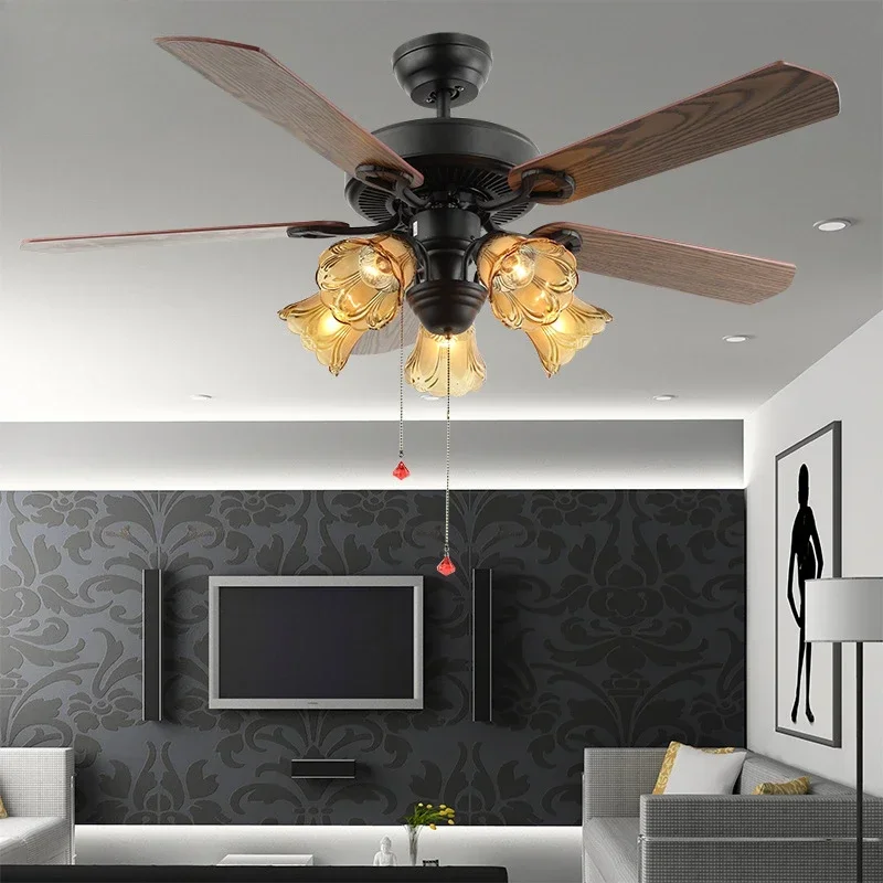 36/42/48/52 inch Indoor Metal/Wood Blades Modern Industry Ceiling Fans with Lights and Remote Control