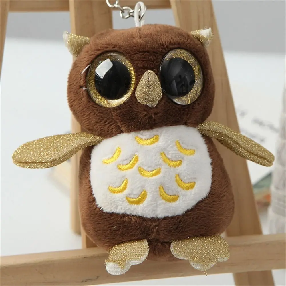 Novo pp algodão coruja chaveiro animal de pelúcia pingentes boneca dos desenhos animados brinquedo chaveiro