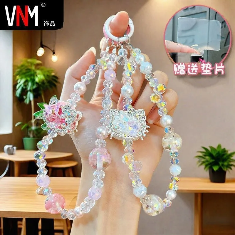 

Hello Kitty Anime Kawaii Sanrio Girls Crystal Diamond Keychain Bag Pendant Cute Mobile Phone Chain Accessory Decoration Gifts