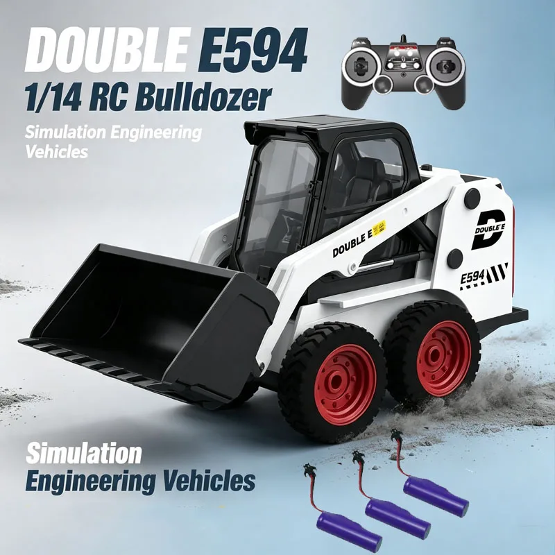 Double E E594 Ferngesteuertes Auto 1/14 RC Bulldozer Lader Schaufel-LKW Baumaschinen-Bagger Funkgesteuertes Modell Spielzeug für Jungen