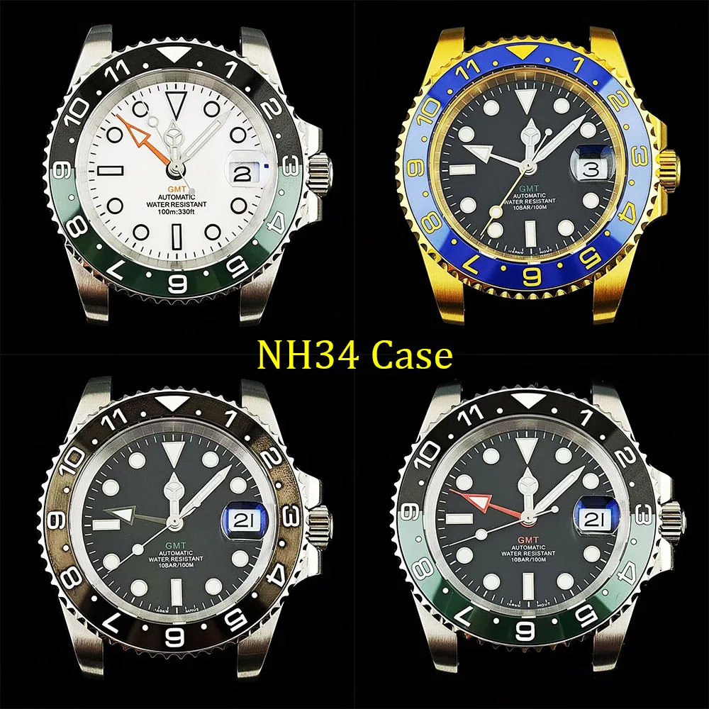 

Корпус NH34, мужские часы, автоматические механические часы, сапфировое стекло, светящийся циферблат, подходят для часов с механизмом NH34, аксессуары