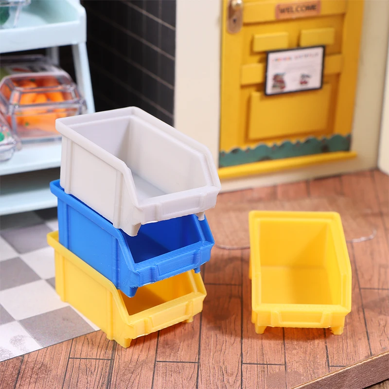 1:12 Dollhouse Miniature Stackable Storage Basket Food Vegetable Bread Milk Drink Frame Model Kitchen Toy Doll House Accessories