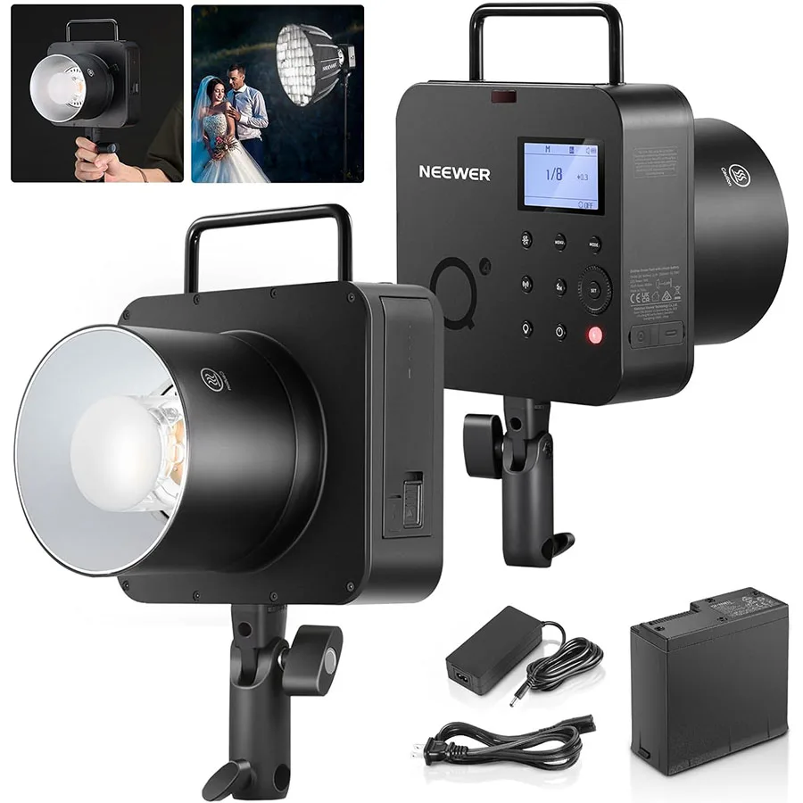 

NEEWER Q4 400Ws 2.4G TTL Outdoor Studio Flash Strobe (New Look),1/8000 HSS 2800mAh Battery Powered Photography Monolight Speedli