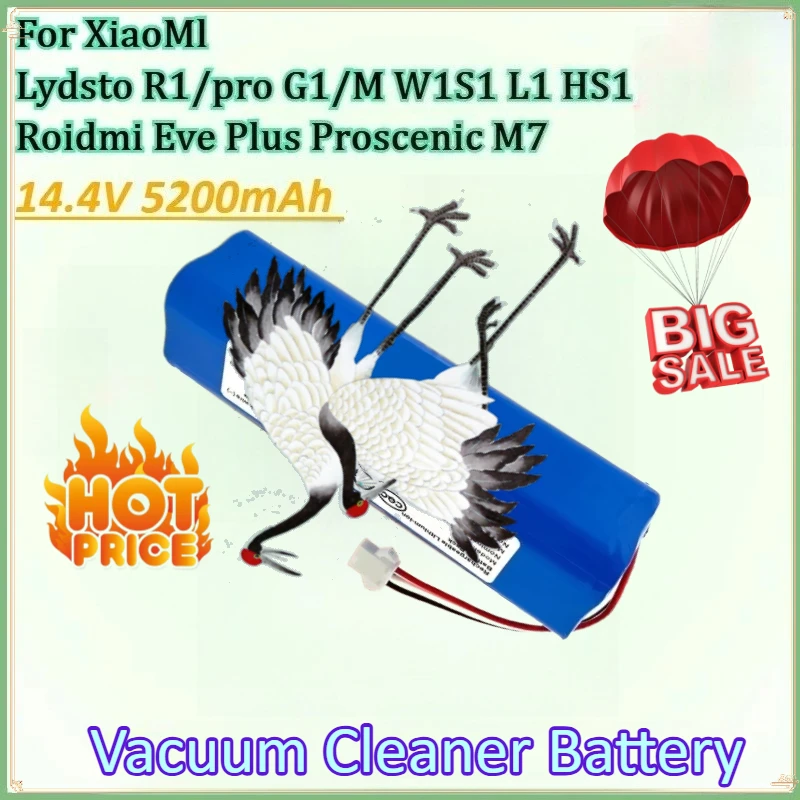 

New Li-ion Battery 5200mAh for XiaoMl pro G1/Lydsto R1/M W1S1 HS1 L1 Roidmi Eve Plus Proscenic M7 Robotic Vacuum Cleaner Battery
