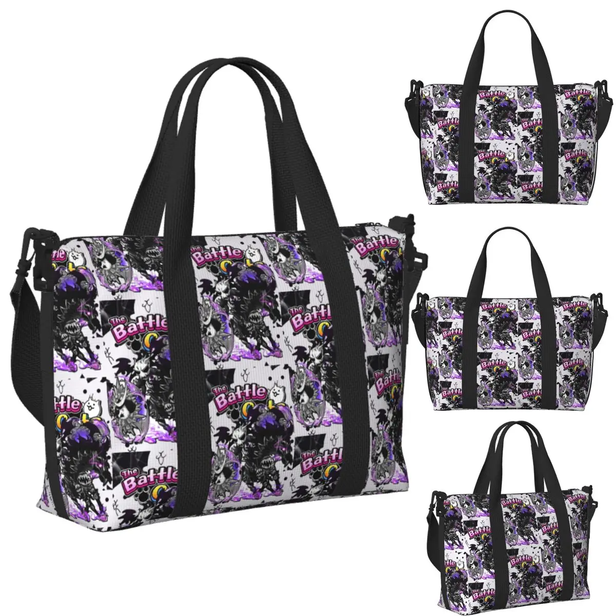 

Пользовательские Battle Cats - Miko Mitama Пляжная дорожная сумка Большая вместительная сумка-тоут для тренажерного зала Йога Женская дорожная сумка для покупок