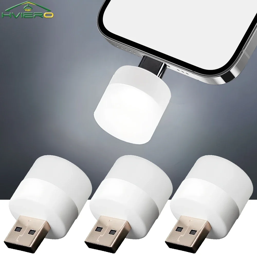 

Portable Mini Night Lights USB Plug Lamp Power Bank Charging LED Book Light Round Reading Eye Protection Lamp Transducing Head