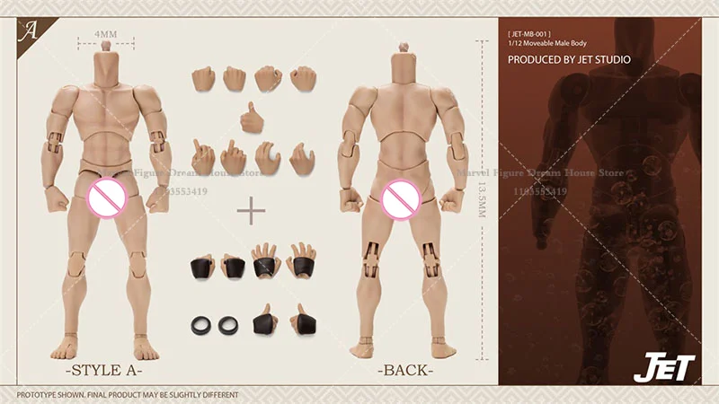 JET STUDIO TS-MB-001/002 1/12 Scale Fashion Model Male Joint Mobility Hormone Body Flexible Posture Fit 6-inch Action Figure