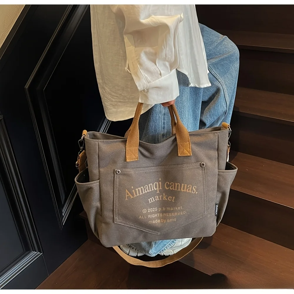 Umhängetasche für den täglichen Gebrauch, Tragetasche, Umhängetasche, Originaldesign, Tasche aus verstärktem Canvas, Nischenserie, lässiger Stil, Stofftasche. – Detail 3