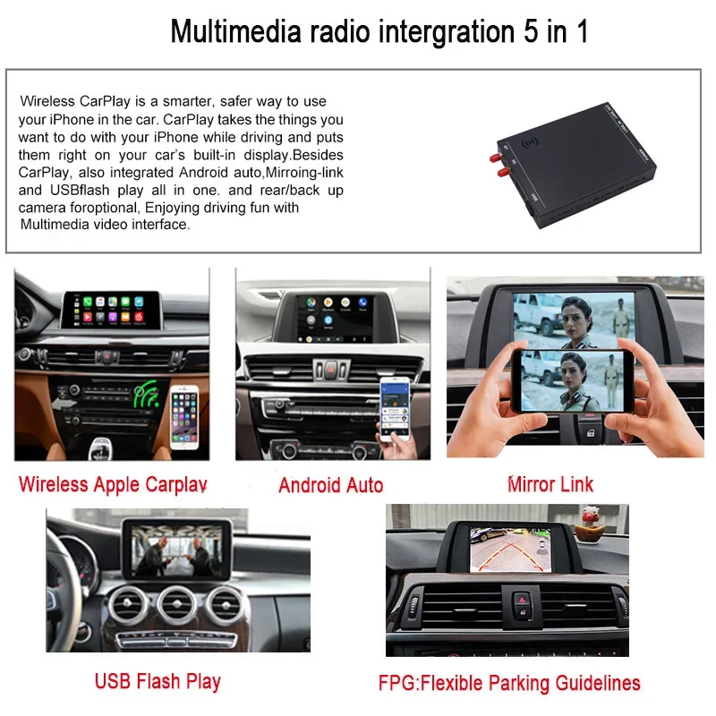 Multi functions screen mirroring video sync voice control Wireless Carplay Android auto MirrorLink interface NBT EVO CIC System