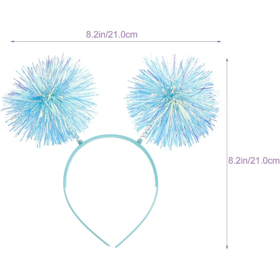 Diadema de tiras de aluminio con pompón, bolas esponjosas, cabeza de oropel, accesorio para el cabello para Cosplay, para fiestas festivas, eventos festivos y