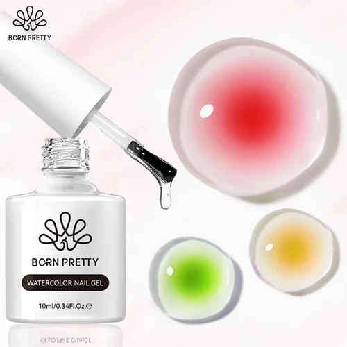 BORN PRETTY-esmalte de uñas en Gel de acuarela transparente, 10ml, efecto de extensión, barniz de pintura en Gel de flores de mármol, Gel de Base superior UV