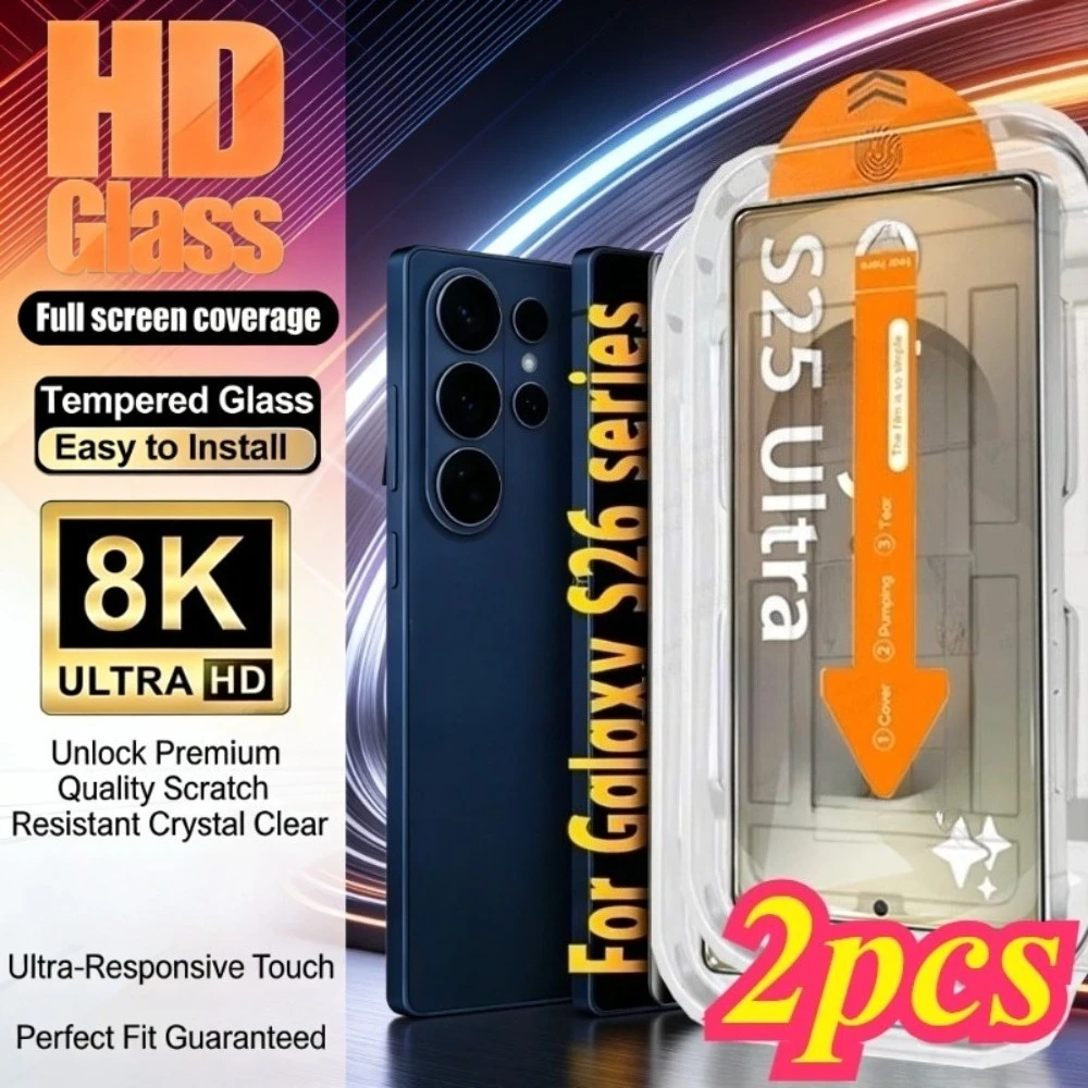 

2Pcs High Clear Screen Protector for Samsung Galaxy S26 S25 S24 S23 Ultra S22 S21 Plus S24 S25 FE One Click Installation Glass