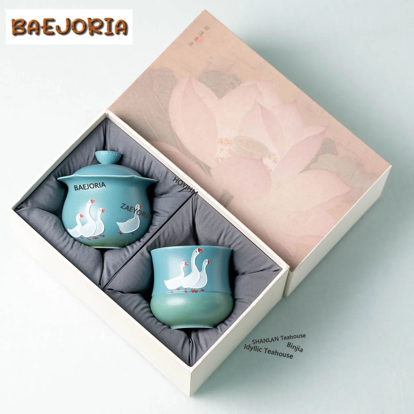BAEJORIA Hand-painted White Goose Tea Set Complete Set Retro Tea Ceremony Set Teapot And Tea Cup Set Drinkware Ornaments Craft