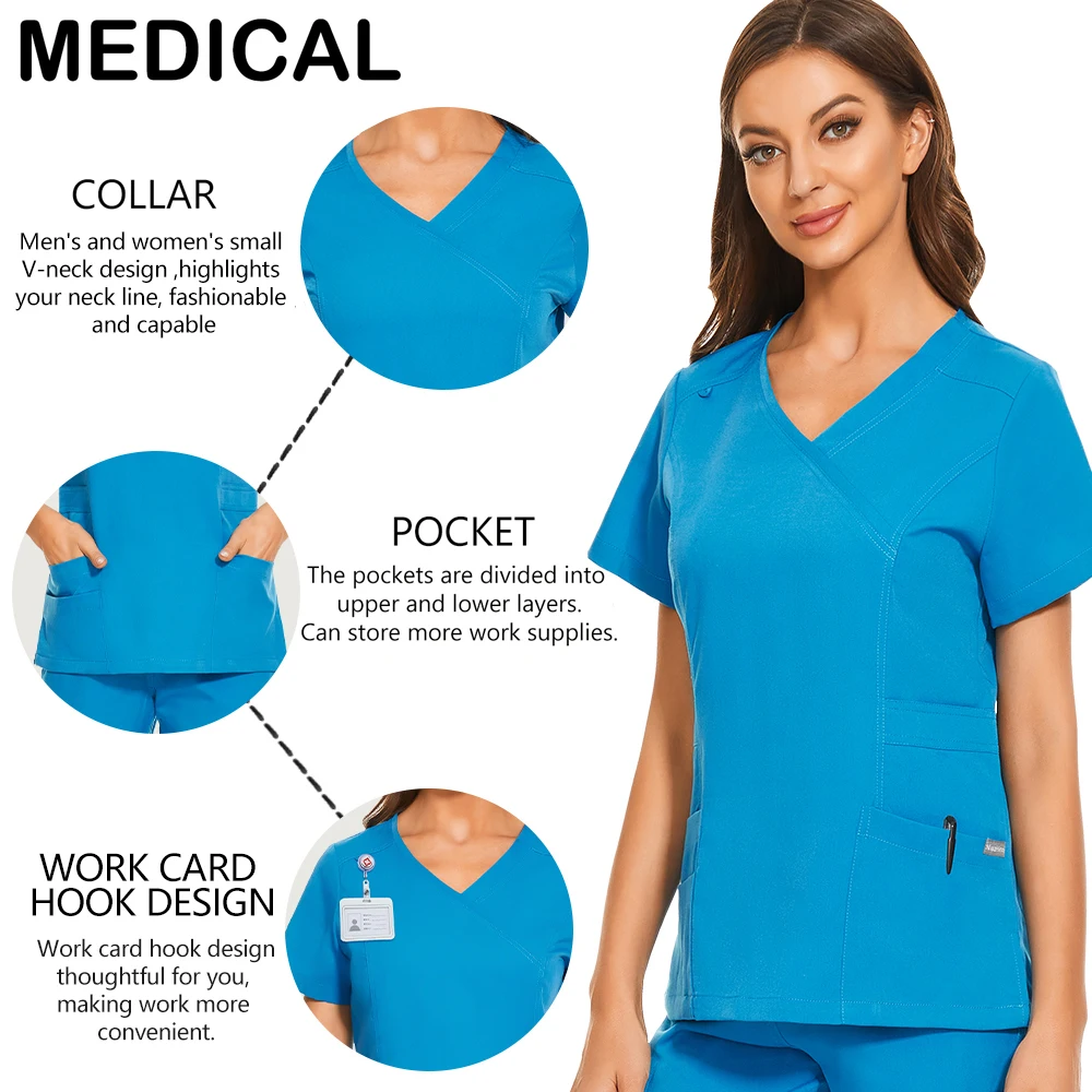 New Arrival Stretch Medical Uniforms Women Scrubs Sets Tops Pant Doctors Nurses Workwear Nursing Accessories Dental Clinic Suits