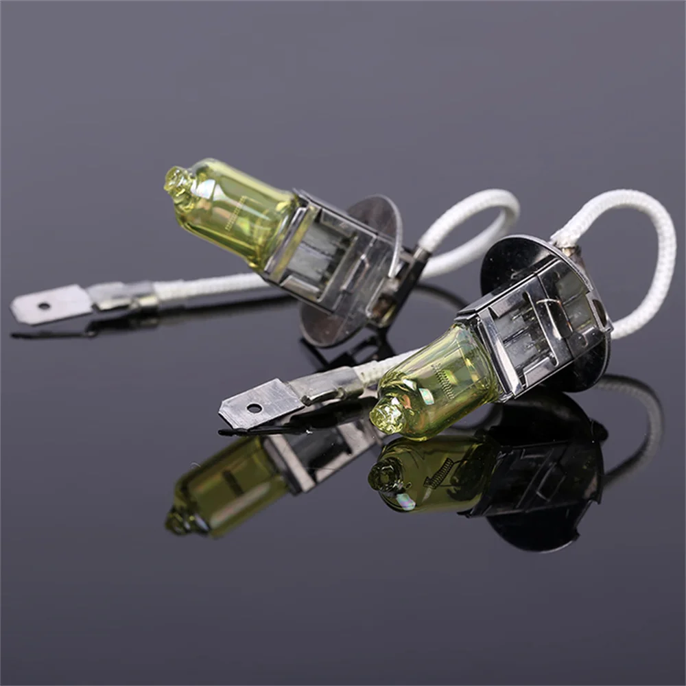 2pcs/lot H3 55W 12V Gold Yellow 3000K Fog Lights Halogen Bulb High Power Car Headlight Lamp Car Light Source parking auto