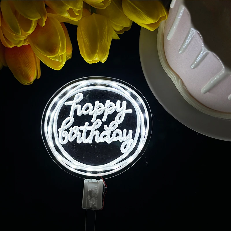 LED-Nachtlicht, blinkend, alles Gute zum Geburtstag, Tortenaufsatz, leuchtendes Neonlichtschild für Geburtstagskuchen, Dekoration, Partyzubehör – Detail 11