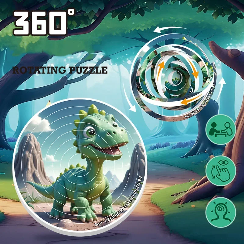 3D-stereo 360 °   Roterende puzzels Dinosaur Slide Flip Anti Stress Game Leren Intelligentie Educatief speelgoed Kindercadeau