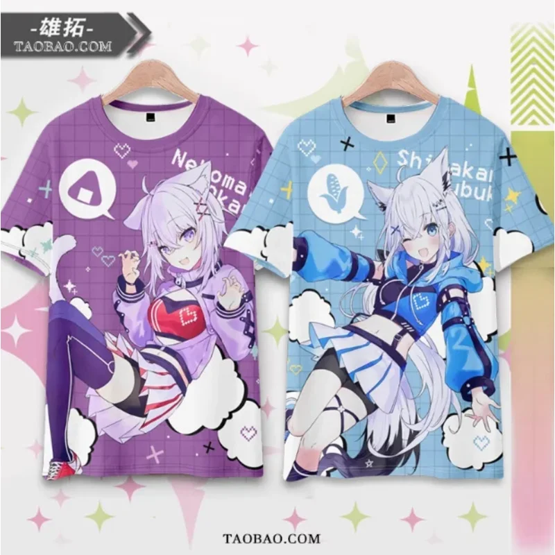 

Anime Hololive VTuber Shirakami Fubuki Short Sleeve T-shirt Summer Cosplay Costume Casual Student Loose Tops