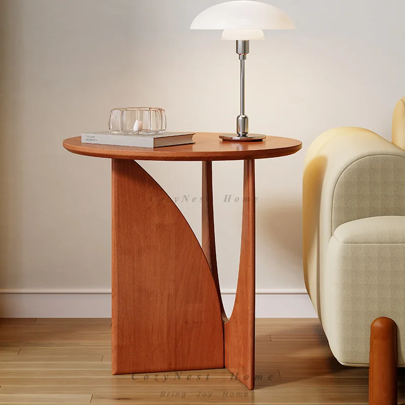 For household use, solid wood edge, balcony corner, sofa side table, living room round coffee table, bedside table