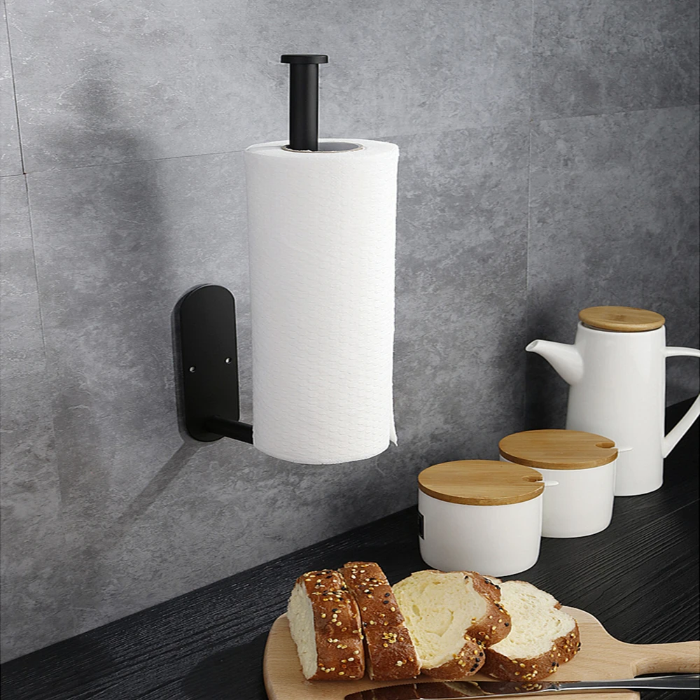 Golden Adhesive Toilet Roll Paper Holder Organizer Wall Mount Storage Stand Kitchen Bathroom Tissue Towel Dispenser Stainless