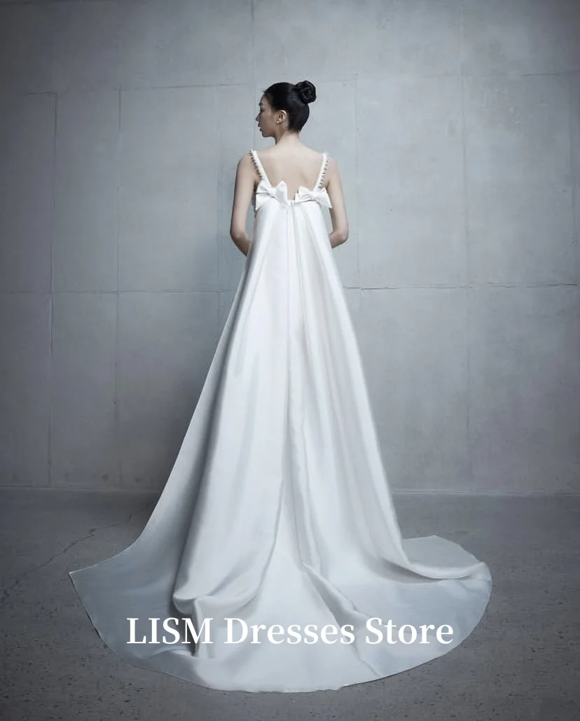 LISM Sweetheart A-Line 한국 웨딩 드레스 Strapless 맞춤형 실크 새틴 우아한 신부 가운 결혼식 드레 사진 촬영