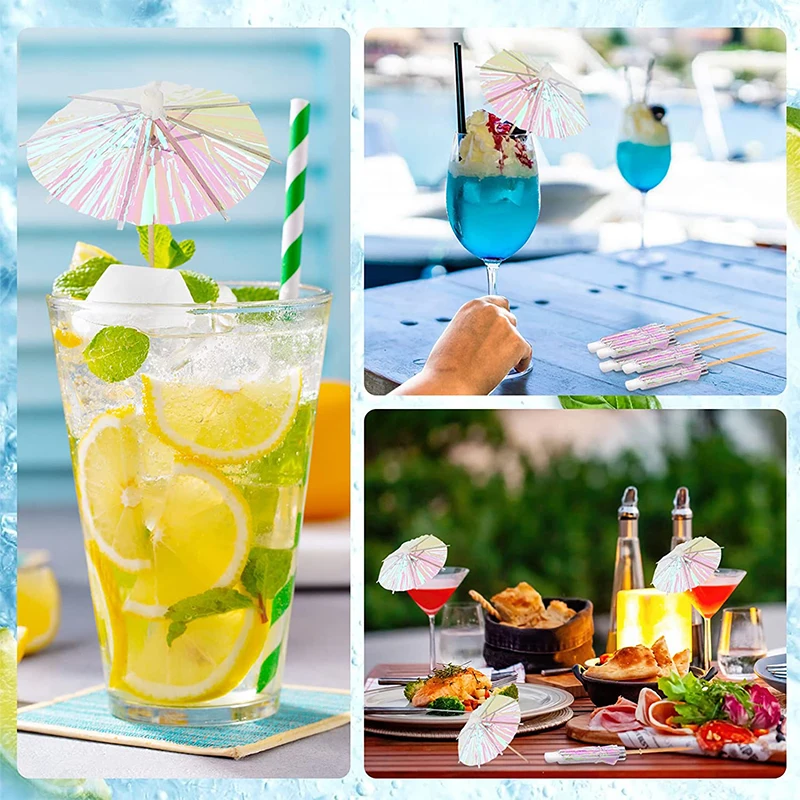 10Pcs Toothpicks Cocktail Parasols Mini Umbrellas Drinks Picks Wedding Party Sticks Table Decoration For Summer Hawaiian Party