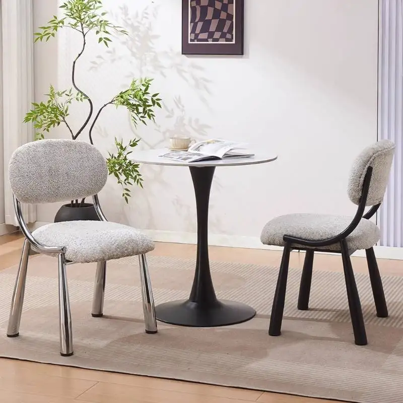 #Rustic Modern Dining Chairs Backrest Metal Classic Pliable Living Room Sofa Office Kitchen Velours Sillas Para Comedor Furnitur