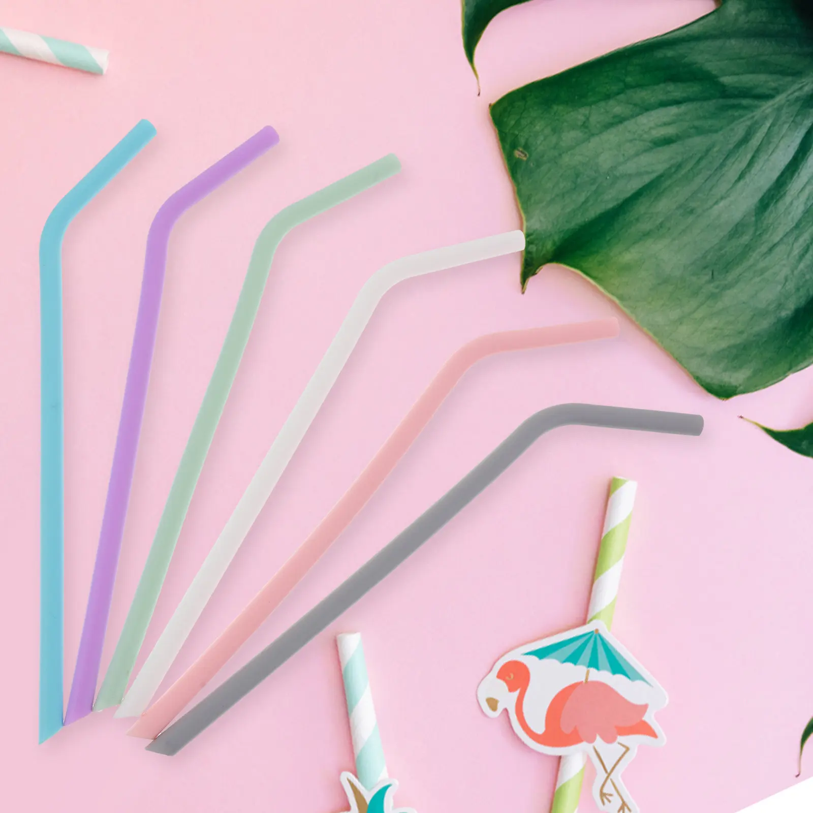 

1Set Reusable Silicone Drinking Straws Set for Cocktail Wine Milk Tea Coffee Smoothie Bar Party Home Office Travel Bbq Tumbler