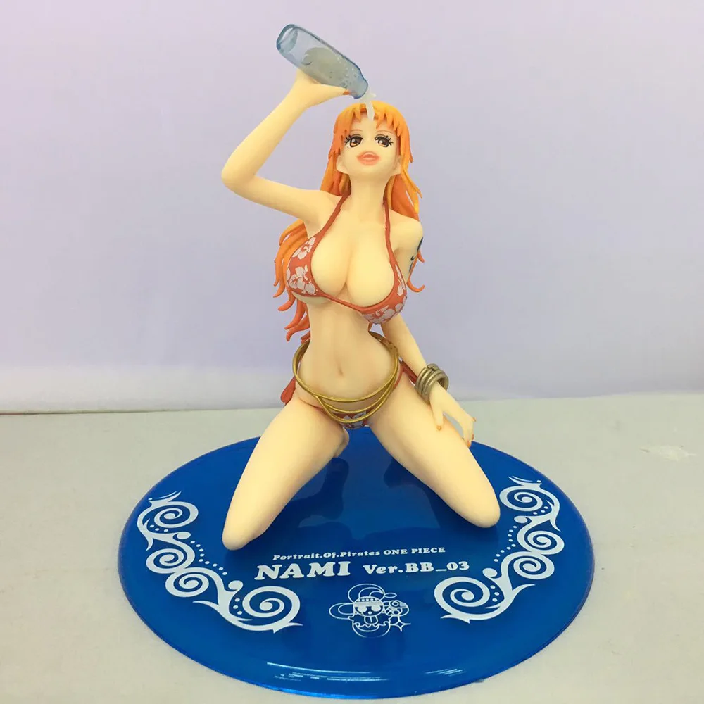 One Piece Anime Figure para Crianças, Menina Bonita, Maiô, Nami Ajoelhado, Água Potável, Modelo Anime, Figurinhas de Ornamento, Brinquedos Presentes