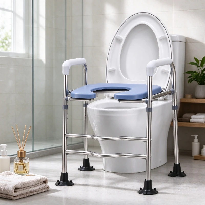 Raised Toilet Seat Riser Adjustable Stand Up Assist Handle Elderly Disabled Pregnancy Commode Chair Home Daily Useful Pack Sets