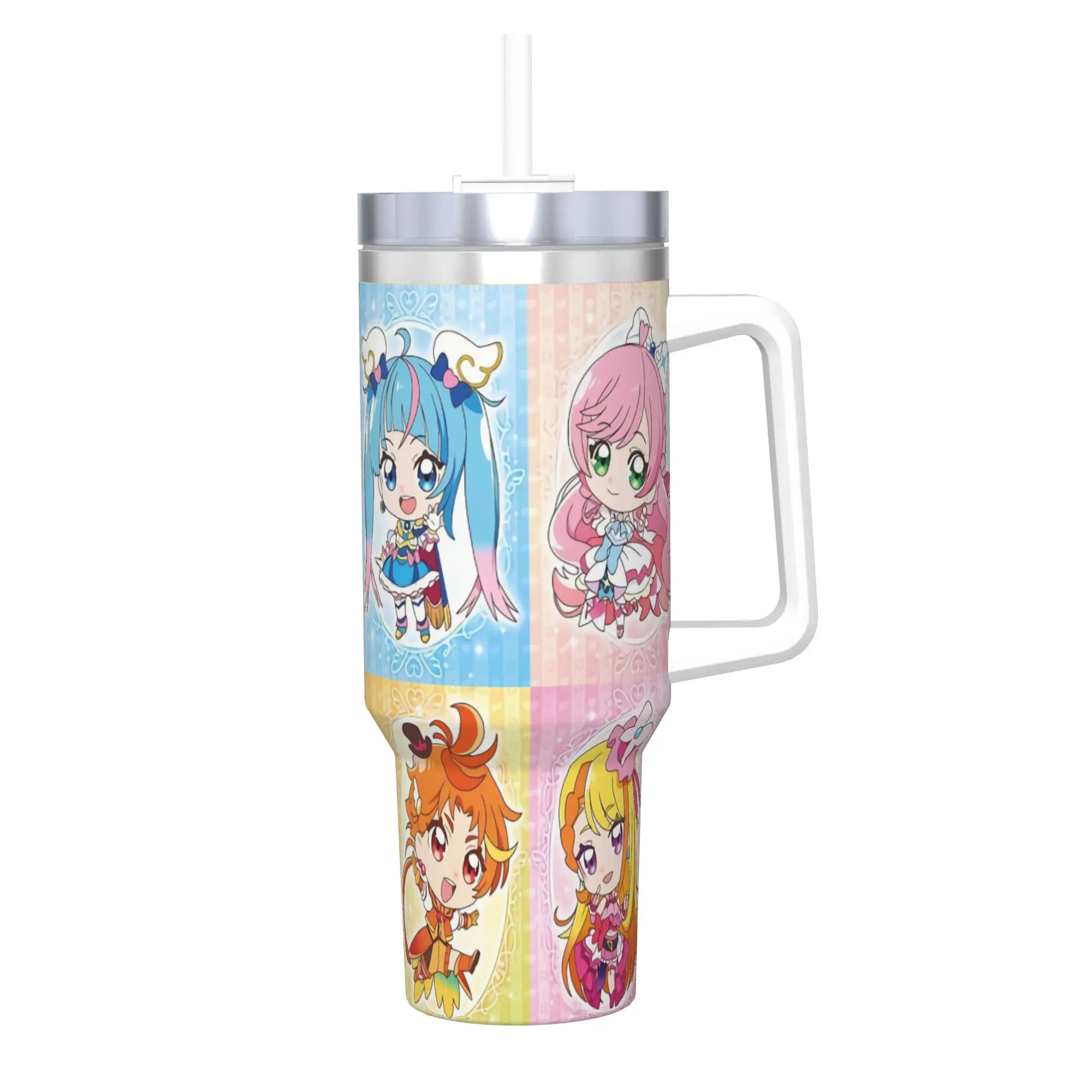 Soaring Sky Pretty Cure Tumbler With Straw  Stainless Steel Mug Cups Double Wall Vacuum Insulated for Cold Or Hot 40oz