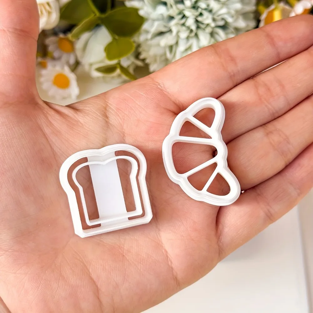 4Pcs Bread Themed Cookie Cutter Set, Croissant, Toast, Waffle & Braided Bread Molds for Baking, Fondant & Christmas Gifts view 4