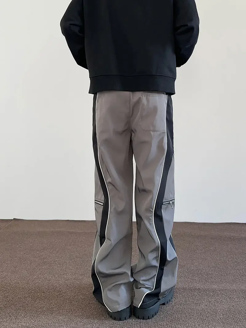 GELITAYIN Pantaloni dritti casual larghi con zip grigia Uomo Primavera e autunno Y2k Abbigliamento Vendita Designer Pantaloni classici alla moda Harajuku