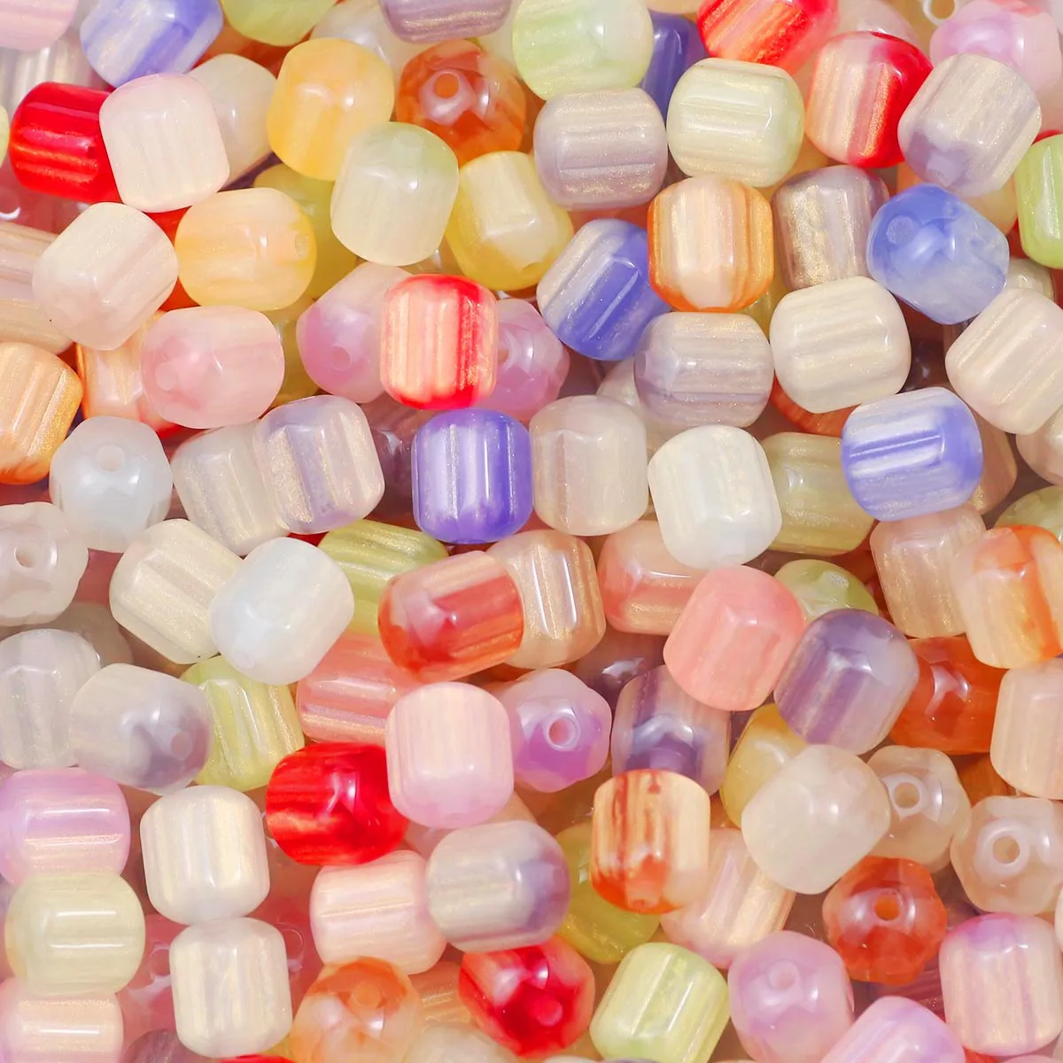 11mm Acryl Farbwechselnde Goldschuppen-Blumenröhren Mehrfarbig Handgefertigt DIY Geeignet für Schmuckherstellung Lose Perlen Zubehör