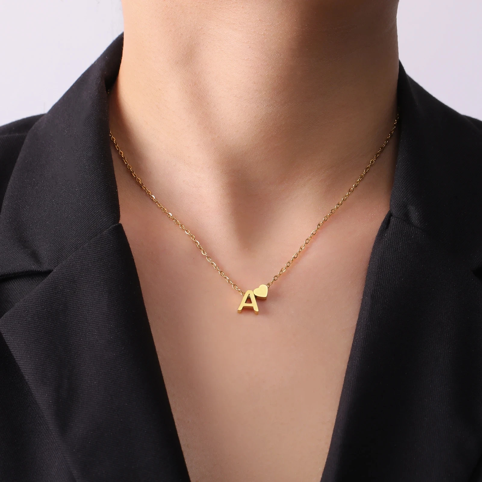 Cazador Minimalistische Initial A-Z Buchstaben Halskette für Frauen Alphabet Edelstahl Halsband Ketten Schmuck Geburtstagsgeschenk Großhandel – Detail 4