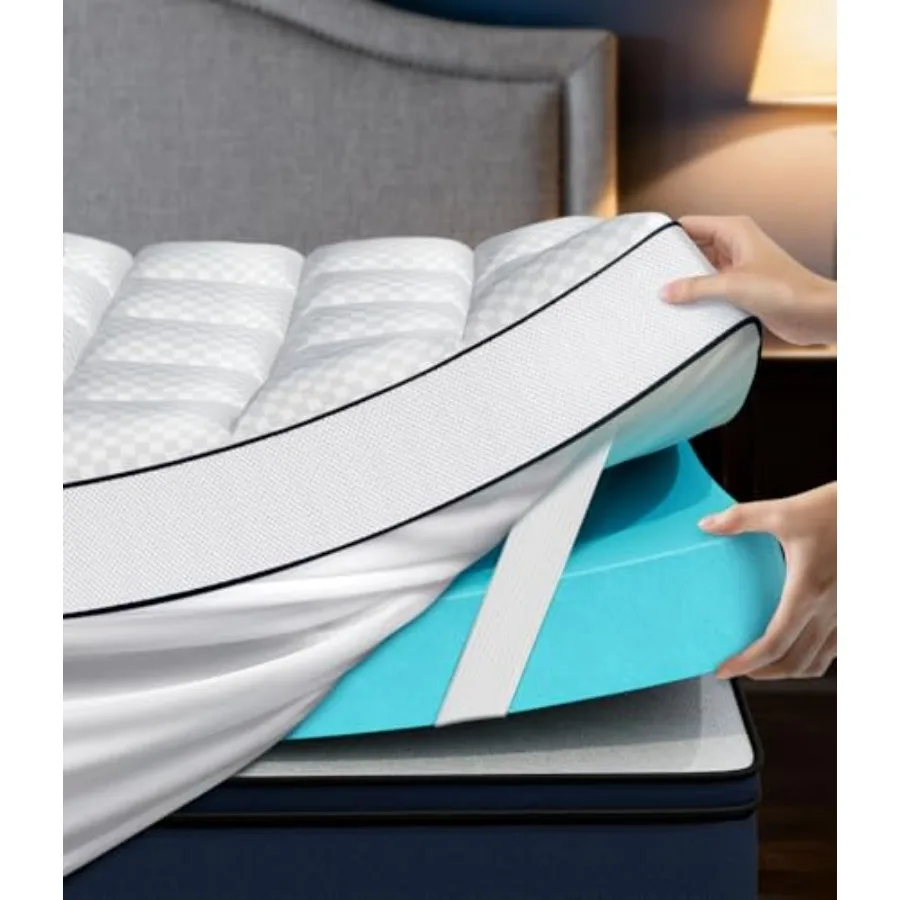 

Dual Layer 4 Inch Memory Foam Mattress Topper Size, 2" Cooling Gel Memory Foam and 2" Pillow Top Bed Topper, CertiPUR-US Mattre