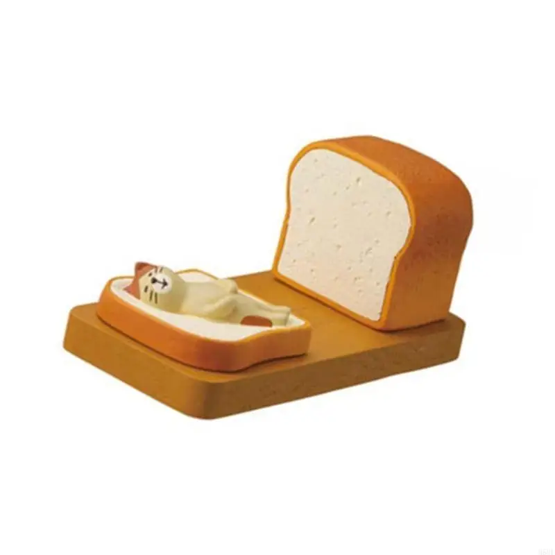 Cartoon Bread Cats Figurine Phone Stand for Tablets and Smartphones Holder M68E