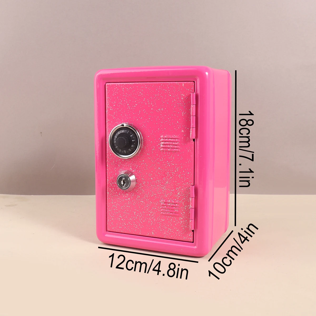 1 صندوق أمان لامع، مفتاح وقفل مجمع، صندوق أموال معدني مخصص، للهدايا للأصدقاء والمنزل والمكتب