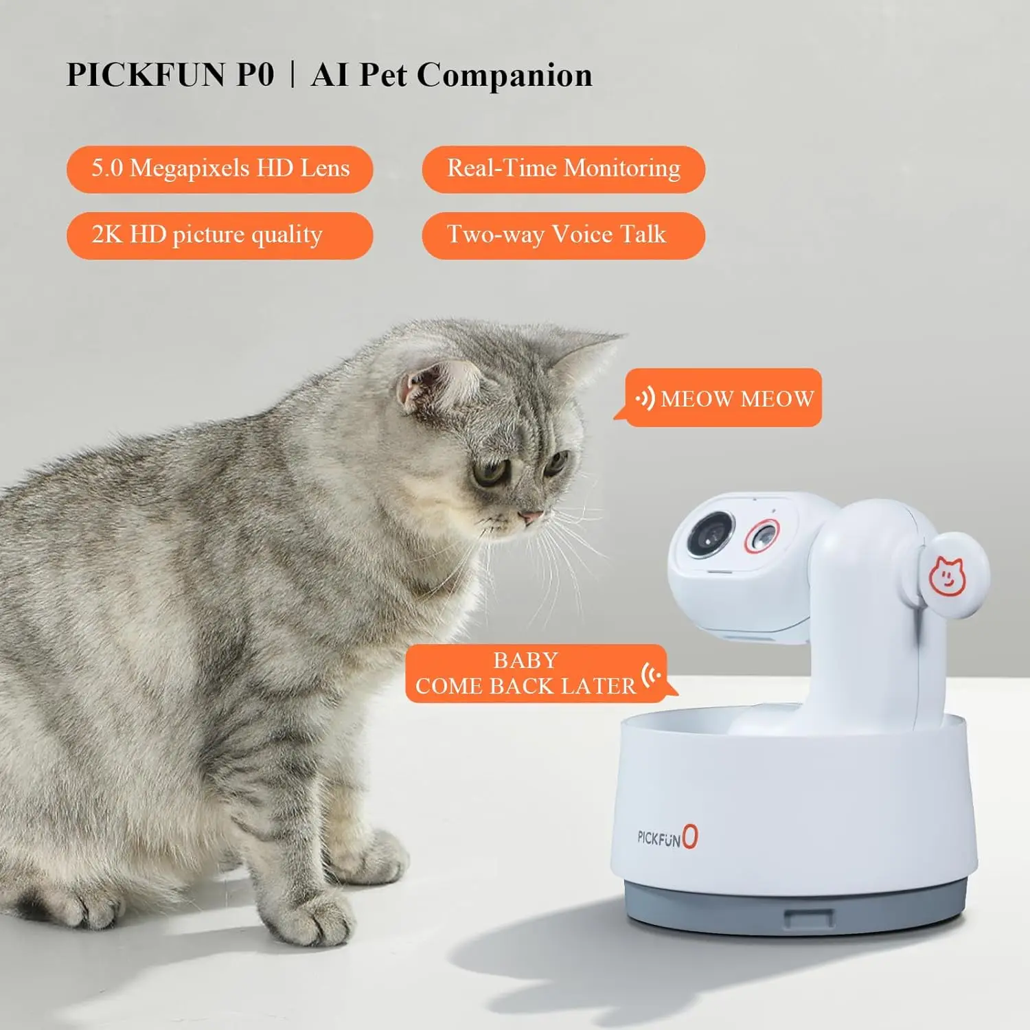 Kamera Pemantauan AI Hewan Peliharaan Pickfun |   Pemantauan WiFi, tampilan jarak jauh, obrolan suara, deteksi perilaku hewan peliharaan, keamanan rumah pintar