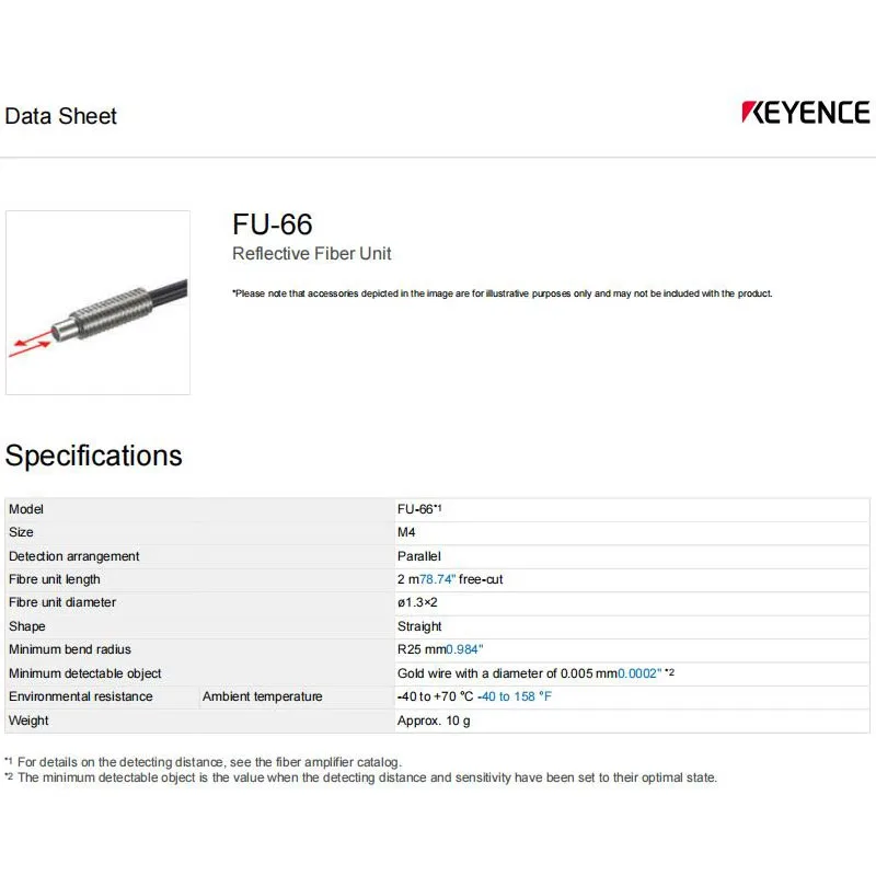 Brand New Genuine FU-66 KEYENCE M4 reflective fiber optic sensor spot