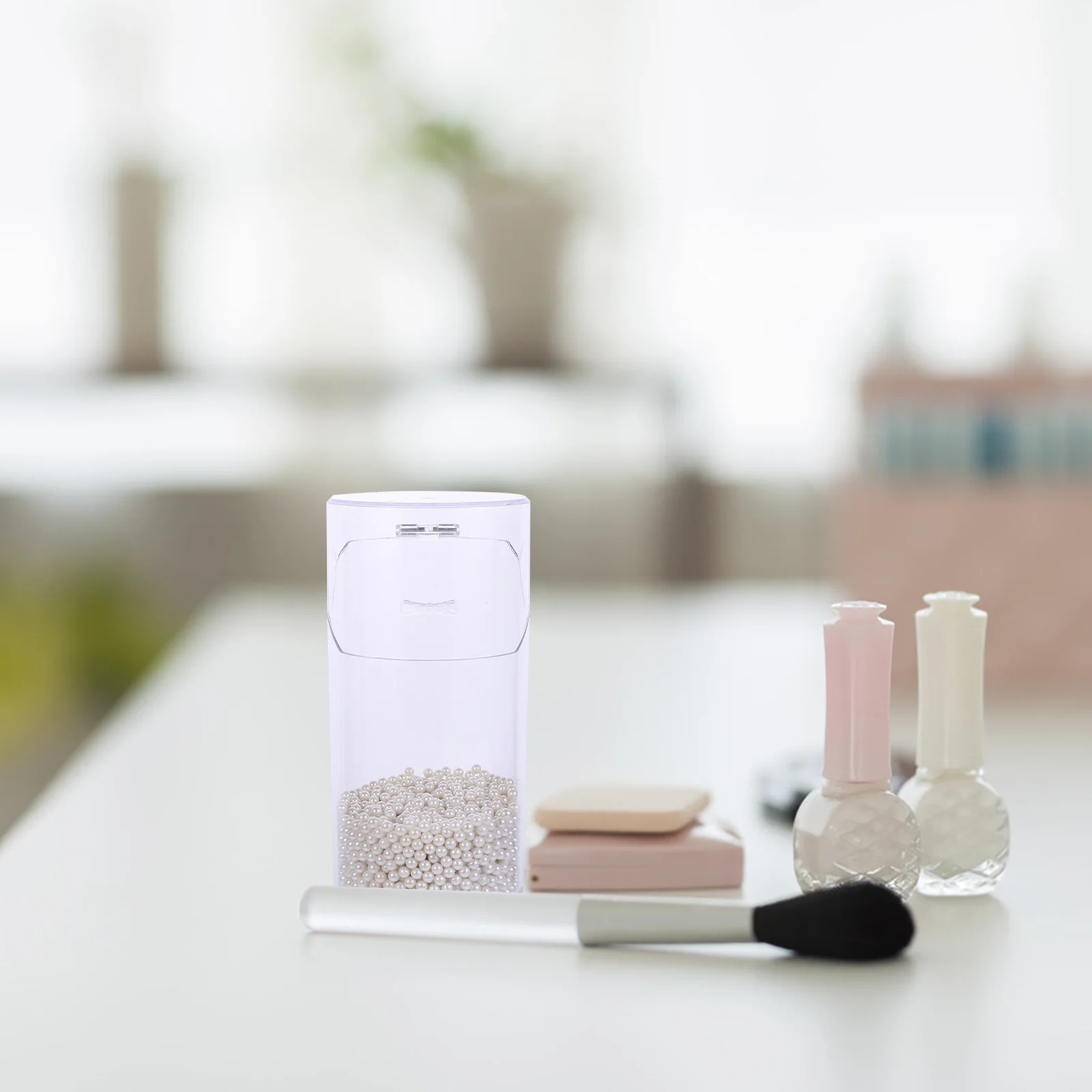 

Makeup Brush Clear Plastic Storage Box Brushes Pearls Container Makeup Brush Pearls Box ganizer Bucket Vanity