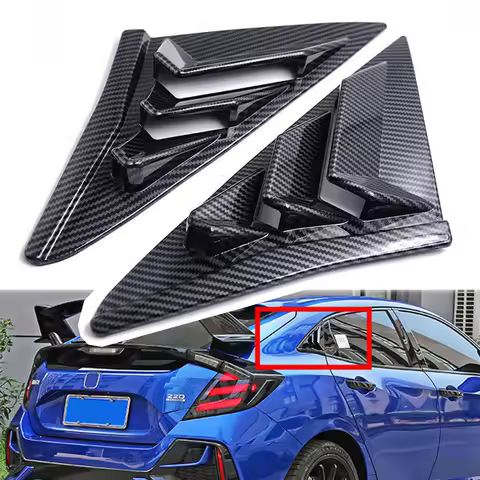 For Honda Rear Side Window Louvers Shutter ABS Air Vent Scoop Shades Cover Trim For Civic Type R Hatchback 2019-2021