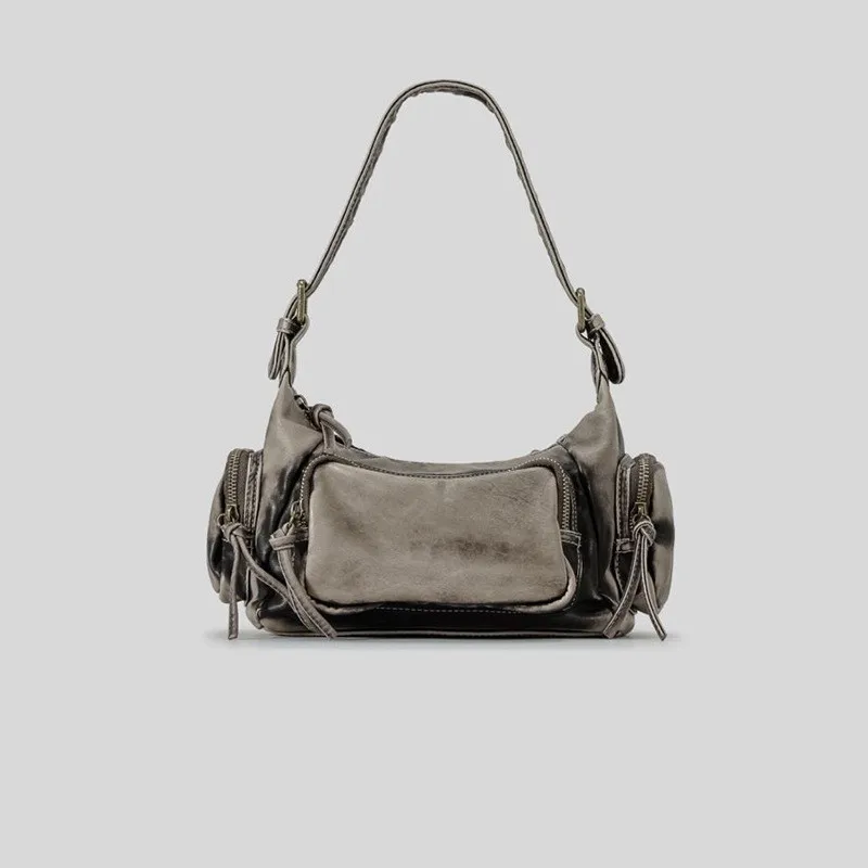 Bolso de hombro Vintage de mezclilla Punk para mujer, bolso de mano Grunge negro Y2k, bolsos de axilas góticos Retro para mujer, estilo Motor