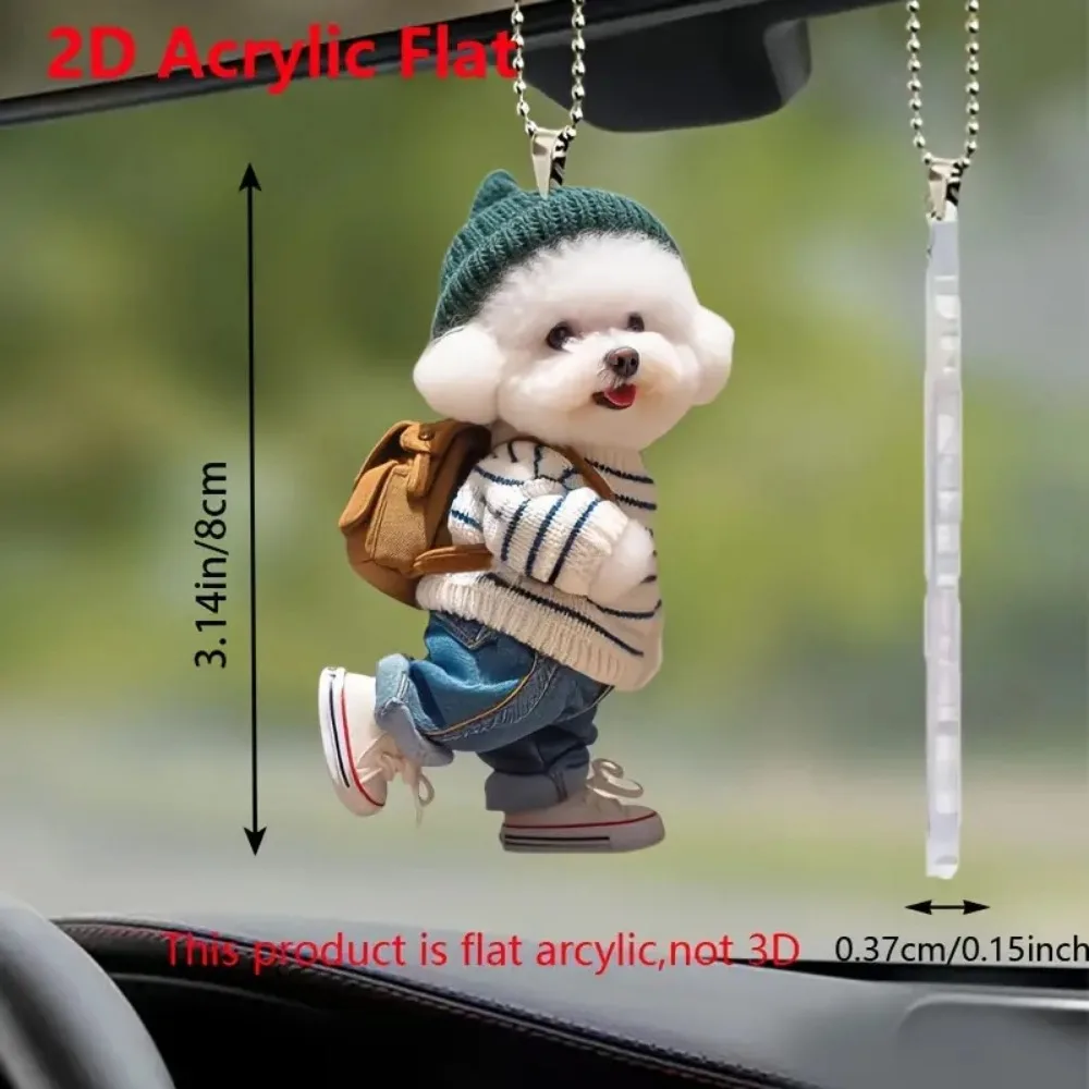 Llavero creativo de acrílico 2D para coche, colgante para mochila, perro de peluche, accesorios de decoración, adorno