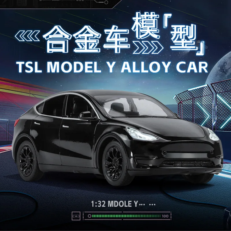 1:24 Tesla Model Y High Simulation Diecast Metal Alloy Model car Sound Light Pull Back Collection Kids Toy Gifts