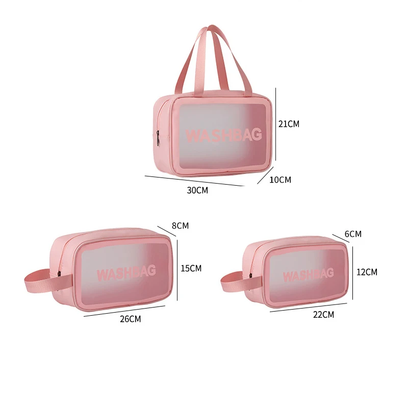 3PCS Portable Makeup Bag Large Capacity Make Up Brushes Lipstick Travel Cosmetics Storage Toiletry Bag Waterproof Transparent