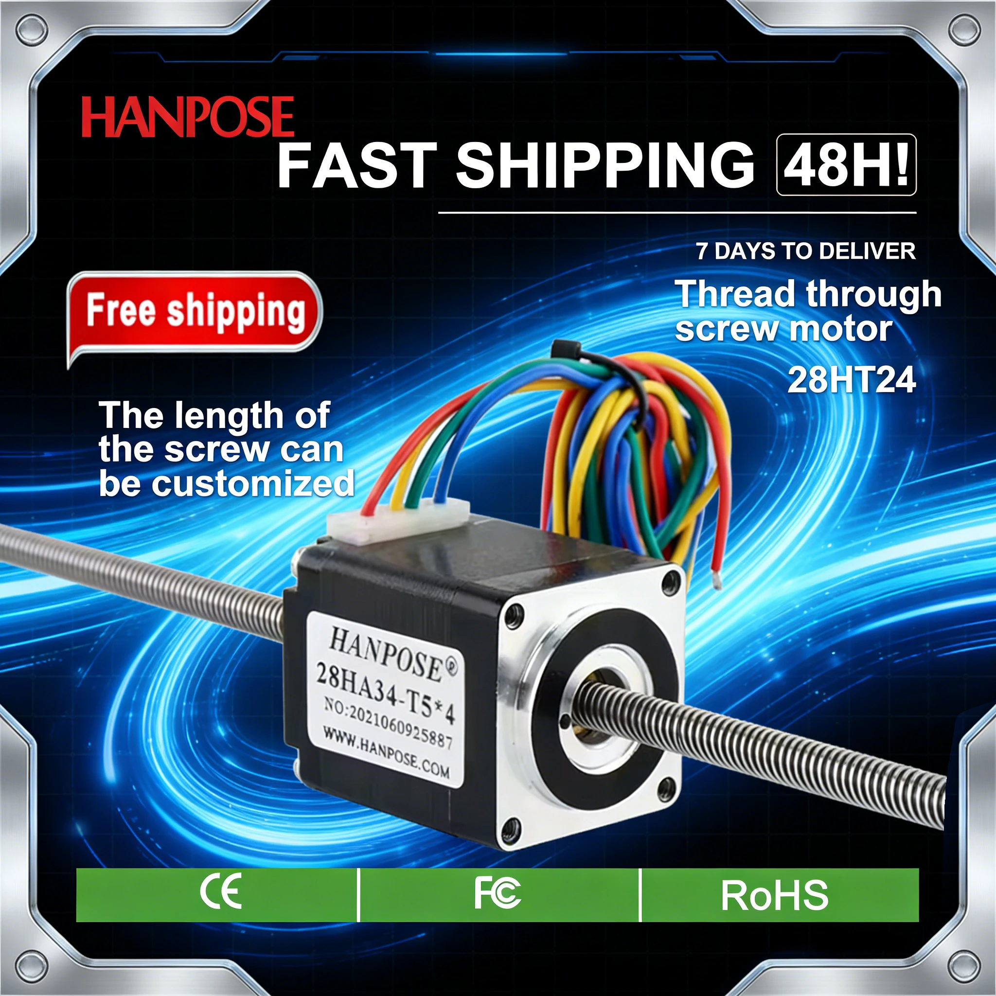 

HANPOSE 28HA34-T5*4 length 100/200/300mm screw stepper motor 1.0A 0.1N.M NEMA11 T-type motor for 3D Medical machinery