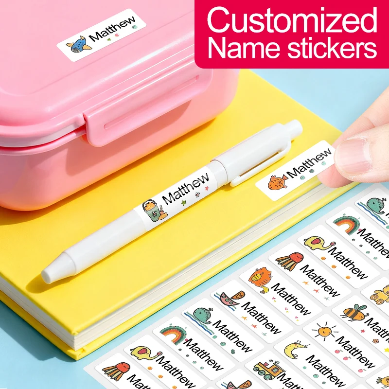 Personalized Water-Resistant Stickers for Bottles, Mugs & School Accessories - Creative Custom Labels with Multipurpose Design