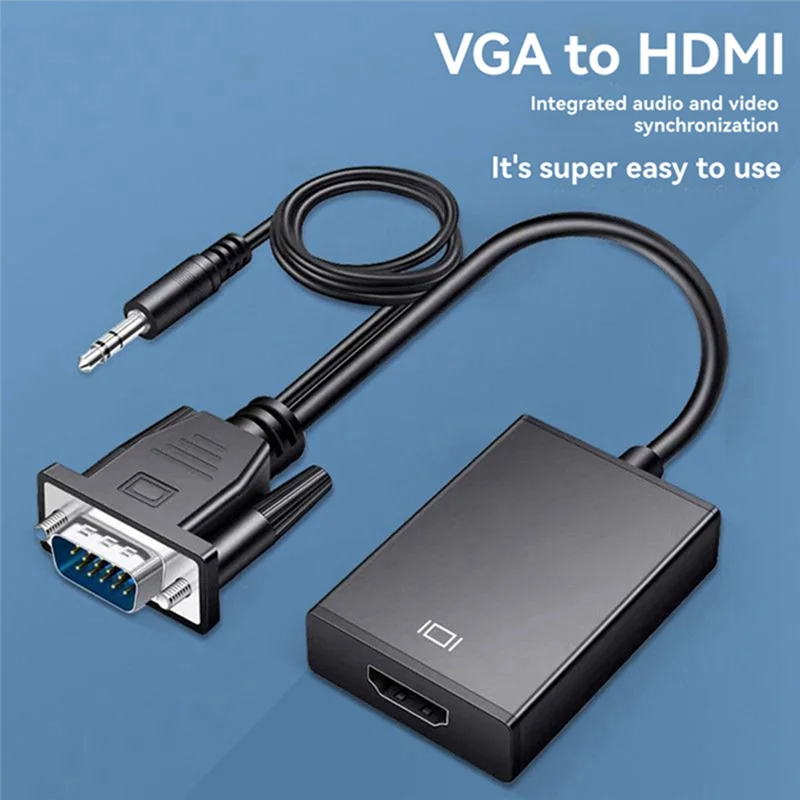 DIGIT-VGA-zu-kompatibler Adapter-Konverter mit Audio- und Power-AV-Konvertern für PC, PS4/PS5, Set-Top-Box, TV, Monitor