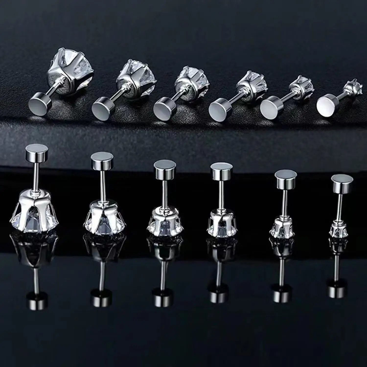 Pendientes de circonita de cristal de acero inoxidable para mujer/hombre, joyería para Piercing de cartílago del trago de 4 puntas, 1 ud.